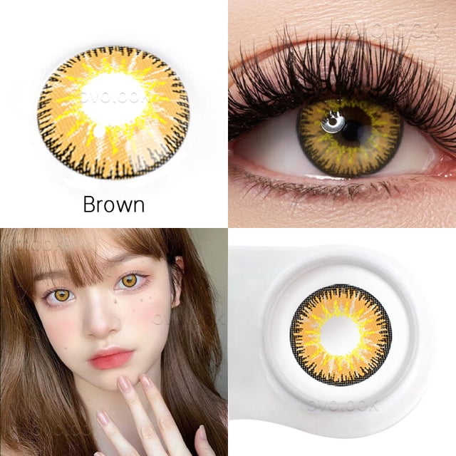 OVOLOOK lentes de contacto para miopía con dioptrías, lentillas de Color Cosplay para ojos, marrón, azul, rojo, verde, Halloween, uso anual, 2 unids/lote por par