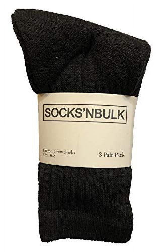 SOCKS'NBULK 60 Pairs Wholesale Bulk Sport Cotton Unisex Crew, Ankle, Tube Socks, Men Woman Children Sock Size 10-13" (Kids Black Crew 6-8)
