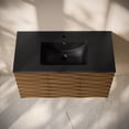 thumbnail image 4 of Cascade 36" Wall-Mounted Bathroom Vanity in Brown Oak with Black Sink Top, 4 of 6