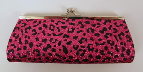 Pink leopard print clutch bag Clearance