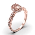 thumbnail image 3 of Art Deco 1.75 Carat Oval Cut Morganite And Diamond Moissanite Classic Engagement Ring, Halo Wedding Ring in 925 Sterling Silver With 18k Rose Gold Plating Gift For Her Gift For, Wife, Promise Ring, 3 of 3