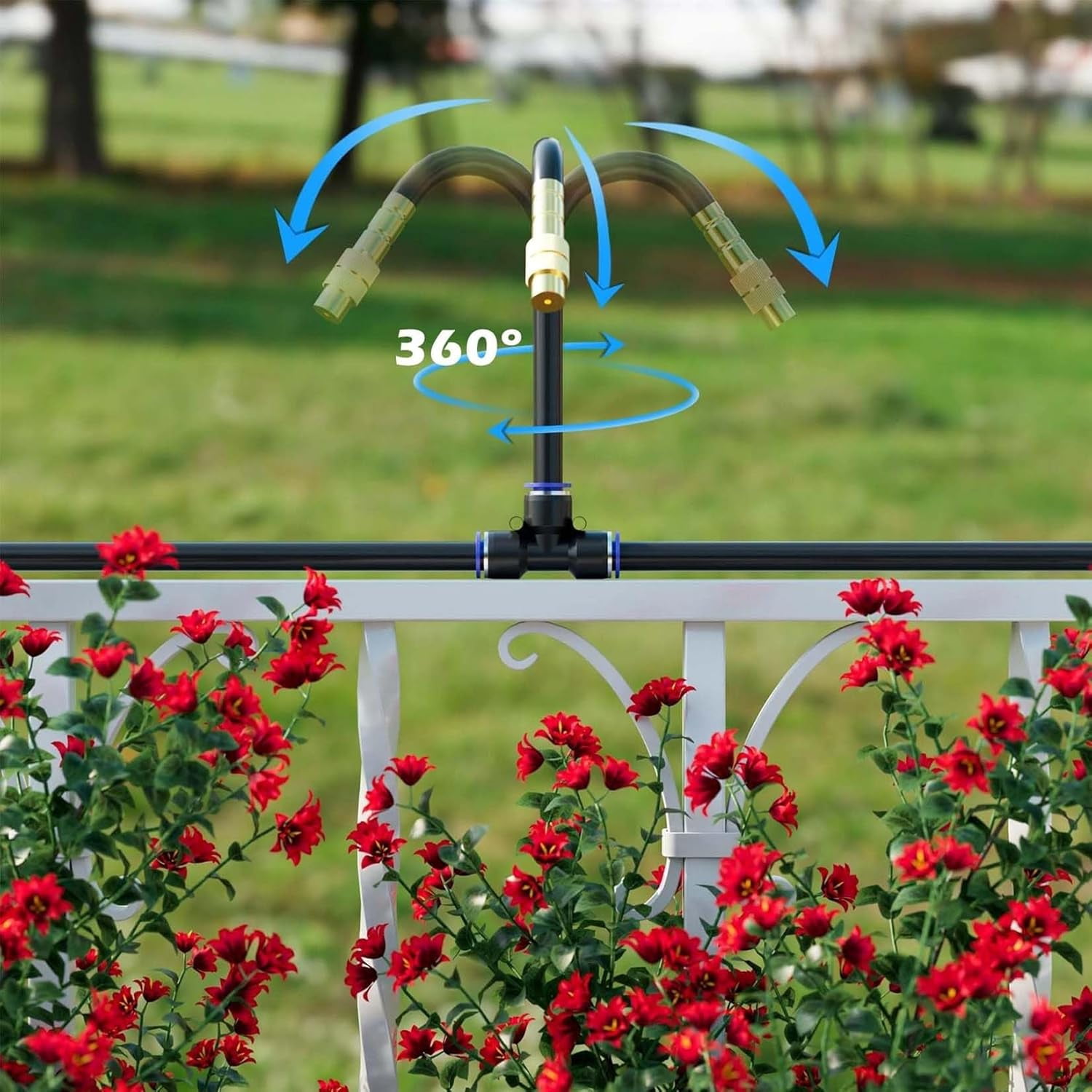 Drip Irrigation Kit with 360° Flexible Hose, Automatic Watering System for Potted Plants, Garden Watering System with 360° Bendable Misting Nozzles, 3 Adjustable Flow Settings