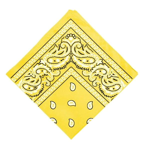 Novelty Cotton Paisley Print Cowboy Bandana Scarf Head Wrap Neck Yellow Light Yellow