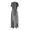 thumbnail image 4 of Vestido Corto de Verano de la Moda de las Mujeres Impreso de Manga Corta Cuello Redondo Tobillo de Longitud Vestido Casual, 4 of 5