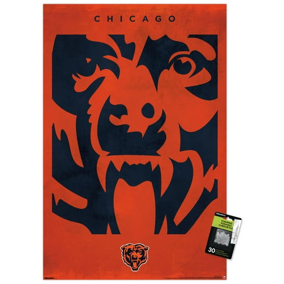 NFL Chicago Bears - Logo 25 Wall Poster with Push Pins, 22.375" x 34"