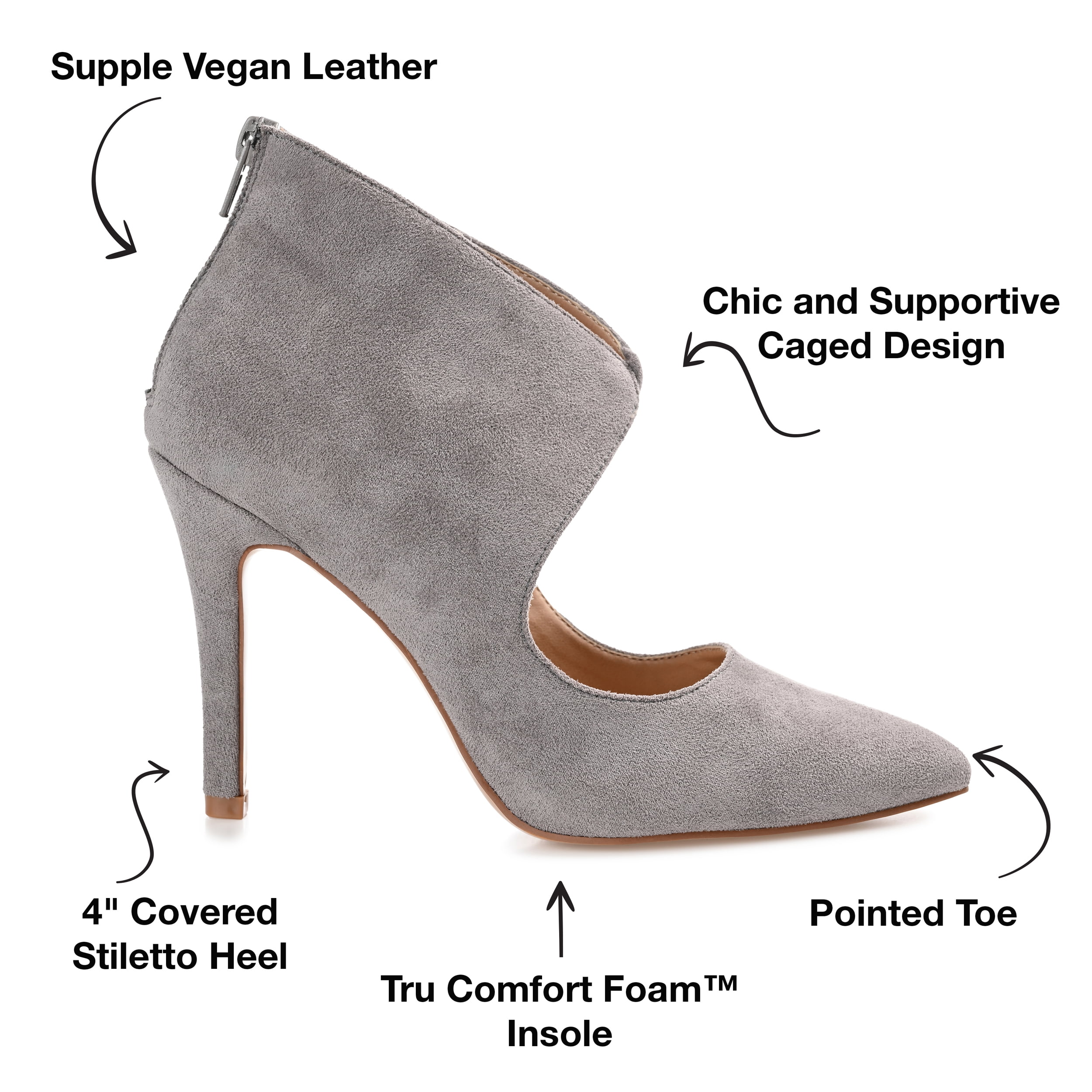 Journee Collection Womens Junniper Back Heel Zip High Stiletto Pointed Toe Pumps