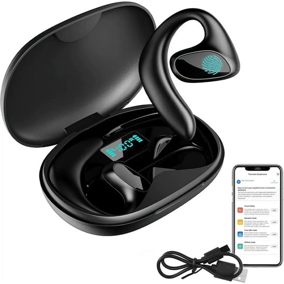 Translation Earbuds, Ai Translation Earbuds 144-Language Real-Time, Earphone Wireless Bluetooth,140  Languages, Bluetooth Wireless Translator Earbuds (Black)（XX）