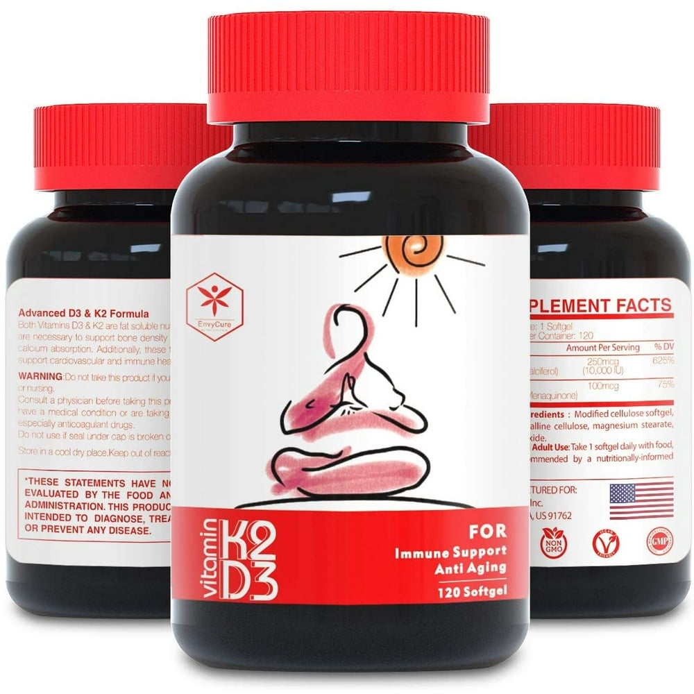 D3+K2 Vitamin-10000 IU of Vitamin D3 & 100 mcg of Vitamin K2 MK7 120