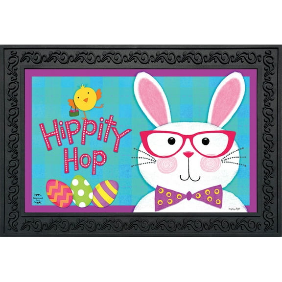 Hippity Hop Bunny Easter Doormat Chick Humor Indoor Outdoor 18" x 30"