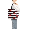 thumbnail image 3 of Sigee Ladybugs on Black and White Striped1 Print Large Capacity Zippered Tote Bag - Durable, Stylish and Versatile for Everyday Use, 3 of 9