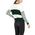 thumbnail image 3 of MODA NOVA Junior's Striped Color Block Crew Neck Knitted Sweater Beige Green M, 3 of 5