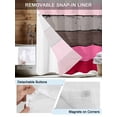 thumbnail image 3 of No Hook Cloth Fabric Shower Curtain with Snap in Liner, Pink Grey Waterproof Shower Curtains Set with See Through Top Window, Vintage Stripe Farmhouse Wood Grain Ombre Bath Curtains Shower 36"x78", 3 of 6