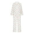 thumbnail image 4 of Arlun Womens Pajama Sets Button Down Long Sleeve Trousers Pajamas Set Fashion Heart/Floral/Cute Pattern Printed Lightweight Comfy 2 Piece Casual Pjs Loose Soft Breathable Loungewear White2 L, 4 of 9