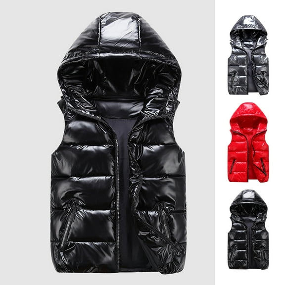 BAETEUY Men Cotton Vest Autumn Winter Hooded Sleeveless Zipper Placket