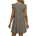 thumbnail image 2 of CALIPESSA Womens Summer Dalmatian Print Ruffle Trim Round Neck Sleeveless A Line Pocket Casual Dress, 2 of 5