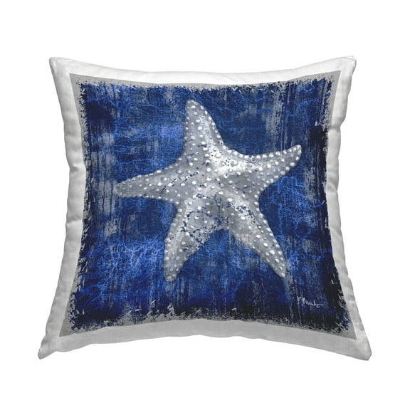 Stupell Industries Rustic Indigo Starfish Decorative Printed Throw Pillow Design by Paul Brent.