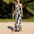 thumbnail image 4 of GUACER Maxi Dress for Women Halter Neck Abstract Print Sleeveless Backless Sundress Boho Flowy High Waist Resort Wear Beach Vacation Outfit, 4 of 7