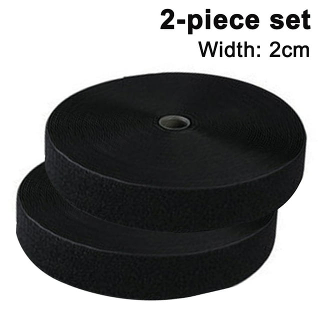 2 juegos de autoadhesivo adhesivo de doble cara que no deja marcas ancho 20 mm (5 m gancho + pelo) - negro Fokelyi XWJ-A0130-3