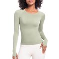 thumbnail image 2 of tarylea Yoga Tops for Women Crew Neck Tops Slim Fitted Tops Long Sleeve Shirts Solid Color Athletic Sports Tops, 2 of 7