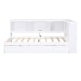 thumbnail image 5 of Euroco Wood Twin Daybed with Trundle,Storage Shelves and Charging Station Sofa Bed for Bedroom,White, 5 of 15