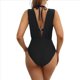 thumbnail image 3 of Traje de Baño de una Pieza con Cintura Alta y Tirantes Anchos para Mujer, Color Negro, Talla M, 3 of 10