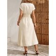 thumbnail image 2 of Womens Casual Khaki Smocked Waist Pleated Sleeveless Vacation Dress, 2 of 9