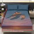 thumbnail image 4 of Jiueut Turtle Lantern Pattern Queen Size Bed Sheet Set, 3 Pieces Fitted Sheet with 9.8" Deep Pocket 2 Comfortable Pillow Cover Bedroom Decoration with Elastic Band, 4 of 7