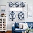 thumbnail image 5 of Summer Nautical Blue Sailing Rudder Curtain Tier and Valance Set 3 Piece, Vintage Wooden Board 3-inch Rod Pocket Window Tier Curtains Valance for Kitchen Living Room, 5 of 9
