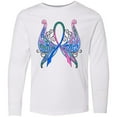 thumbnail image 3 of Inktastic Thyroid Cancer Awareness with Butterfly Ribbon Words Long Sleeve Youth T-Shirt, 3 of 5