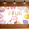 thumbnail image 5 of Colorful Candy Happy Birthday Banner Ice Cream Sweet Decorations Doughnut for Kids Birthday Party Event Celebration, 5 of 8