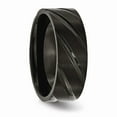 thumbnail image 4 of Grey Titanium Ring Band Wedding Swirl Design Black IP-plated 8mm Brushed Polished, 4 of 6