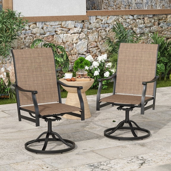 STARY Outdoor Dining Chairs Set of 2, 360°Swivel Patio Dining Chair with Textilene Fabric, Outdoor Metal Armchair All Weather Resistant, Ergonomic Comfort, Perfect for Patio, Backyard, Balcony