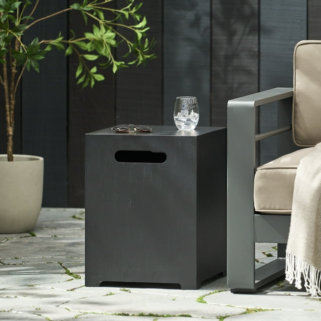 Table de Couverture pour Réservoir de Propane, Boîte de Rangement pour Réservoir de Propane, Table Cache-Réservoir Extérieure de 15 Pouces pour Foyers au Gaz et Plaques de Cuisson au Gaz, Fer Résistant aux Intempéries, Gris Foncé