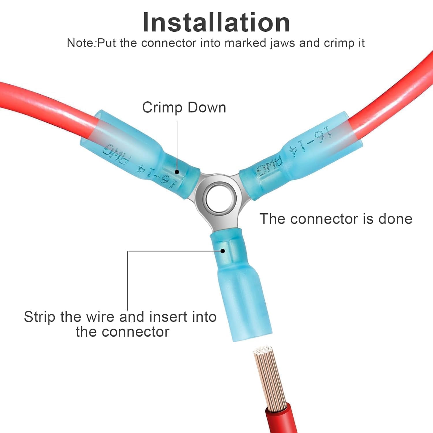 20 pieces of 3-way connectors 22-10 heat shrink type ring terminals, heavy-duty waterproof automotive ship electrical crimp connectors (12-10, 16-14, 22-16)