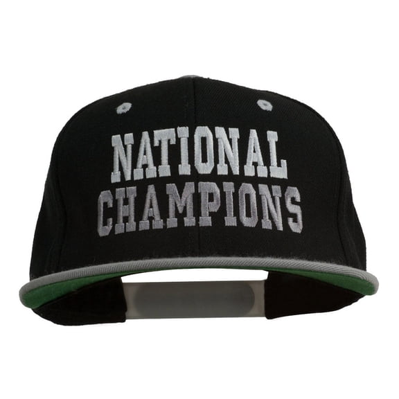 National Champions Embroidered Snapback Cap - Black Silver OSFM