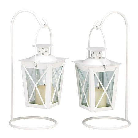 Floor Lanterns White Railroad Hanging Metal Decorative Patio