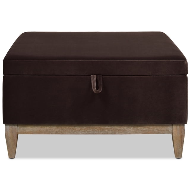 Knox 35" Square Storage Cocktail Ottoman Deep Brown Performance Velvet