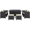 thumbnail image 3 of Modway Inverse 9 Piece Outdoor Patio Dining Set in Espresso Beige, 3 of 4