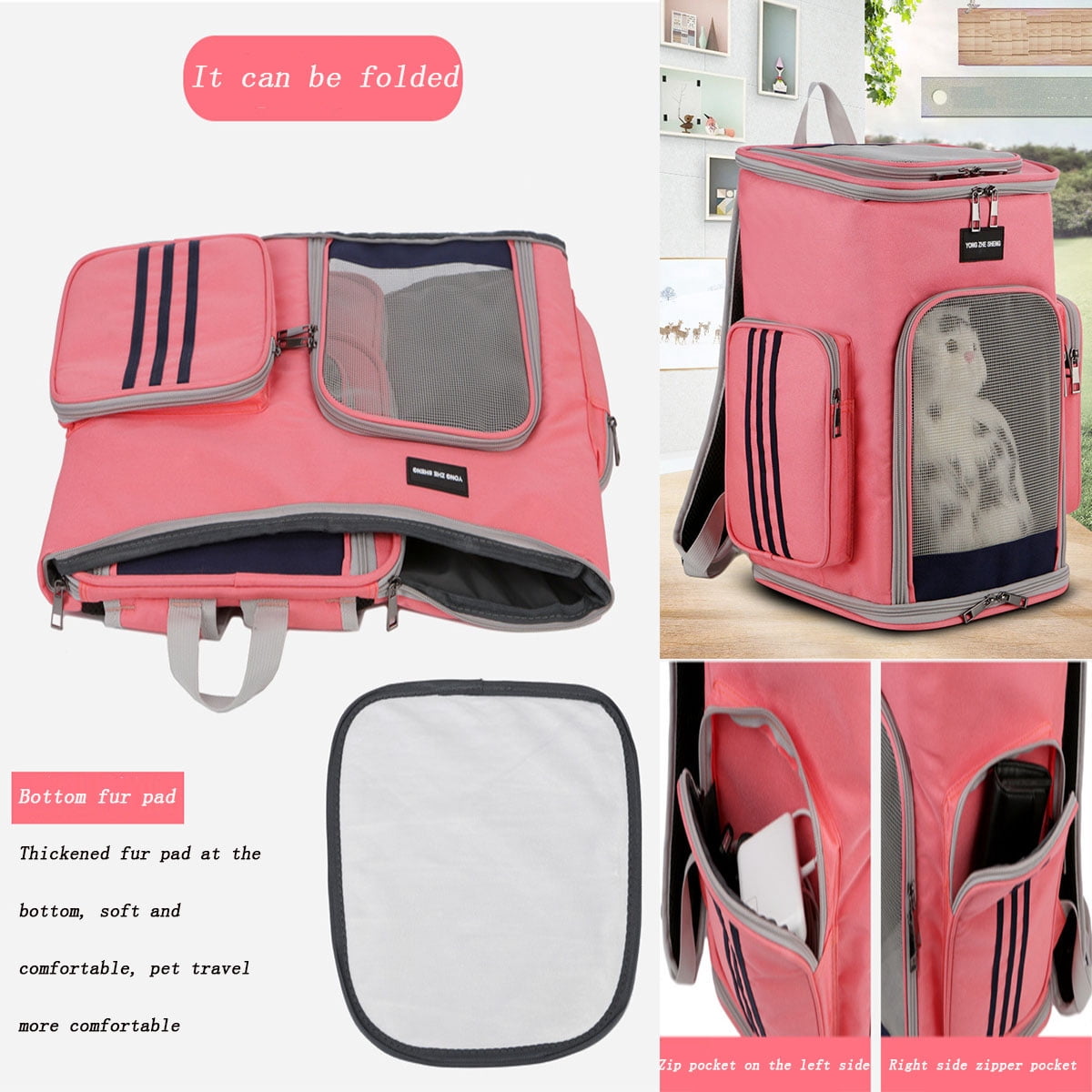 Pet Carrier Backpack Cat Carrier Backpack Dog Carrier Backpack for Small Cats Dogs Wide Use Breathable Strong and Durable Pet Backpack(Pink)