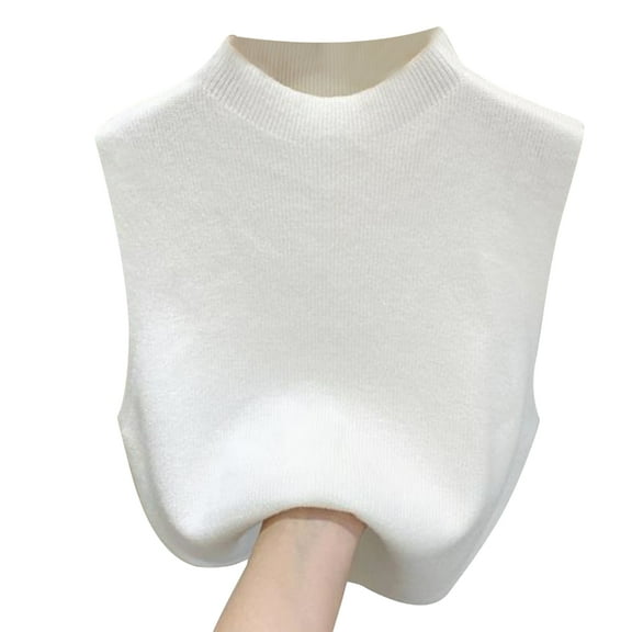 Womens Mock Neck Ribbed Knit Top Undershirt Plain Solid Color Basic Sleeveless Turtleneck Sweater Vest Shirts