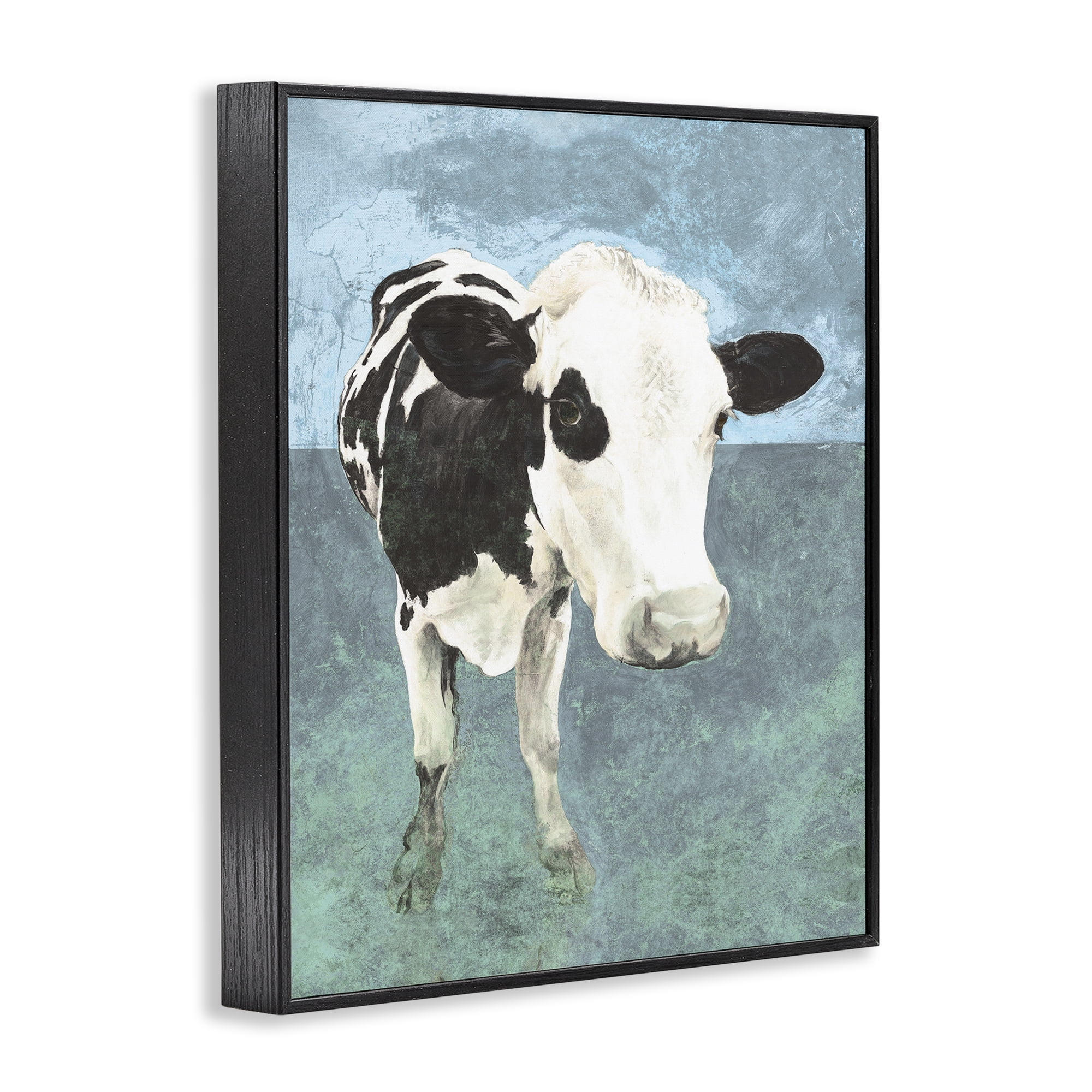 Stupell Industries Simple Farmhouse Cow Animals & Insects Painting Black Framed Art Print Wall Art, 11 x 14