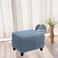 thumbnail image 2 of Soft Velvet Stretch Ottoman Cover, Rectangle Removable Footstool Cover Waterproof Dust-Proof Footstool Protect Ottoman Slipcovers Machine Washable-Gray blue-Large, 2 of 4