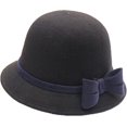 thumbnail image 2 of CoCopeaunts Elegant Adults Solid Bowler Hat Blue Bow Hatbands Bucket Hat for Women Girls Autumn Winter Party Wedding Fedora Hats, 2 of 8