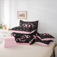 thumbnail image 6 of meiyoeat Pink Bow Alphabet 7 Pieces Full Size Bedding Sets,Fashion Pearl Initial Aesthetic Full Size Bed in a Bag For Girl,Pink Reversible, 6 of 7