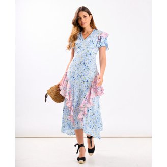 Juniors' Aeropostale Floral Print Smocked Mini Dress Color: Confetti Size:  MEDIUM - Walmart.com