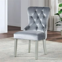Furniture of America Eenro Fabric Tufted Side Chairs in Dark Gray (Set of 2)