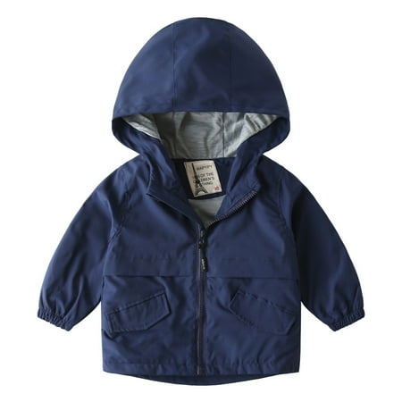 

Toddler Baby Boys Hooded Coats Jackets Kids Zipper Blazer Windbreaker Outerwear 1-6Y