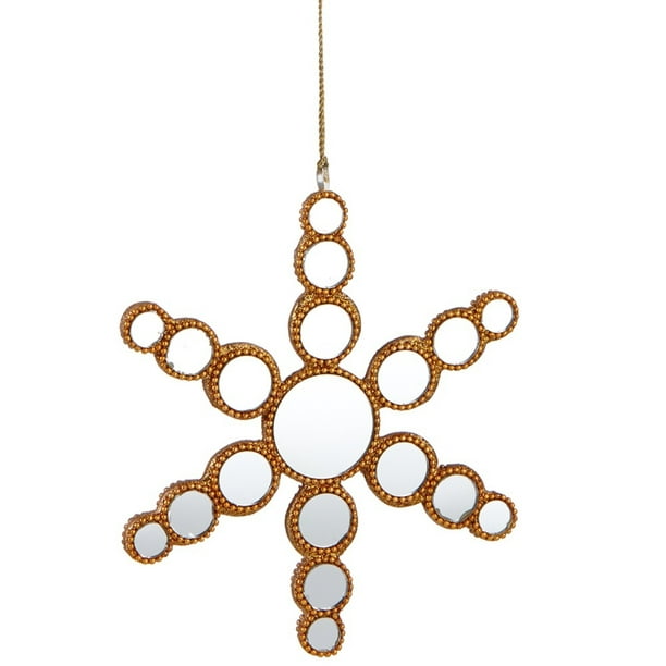 6,25" Perles d'Or Miroir Cercles Flocon de Neige Ornement de Noël