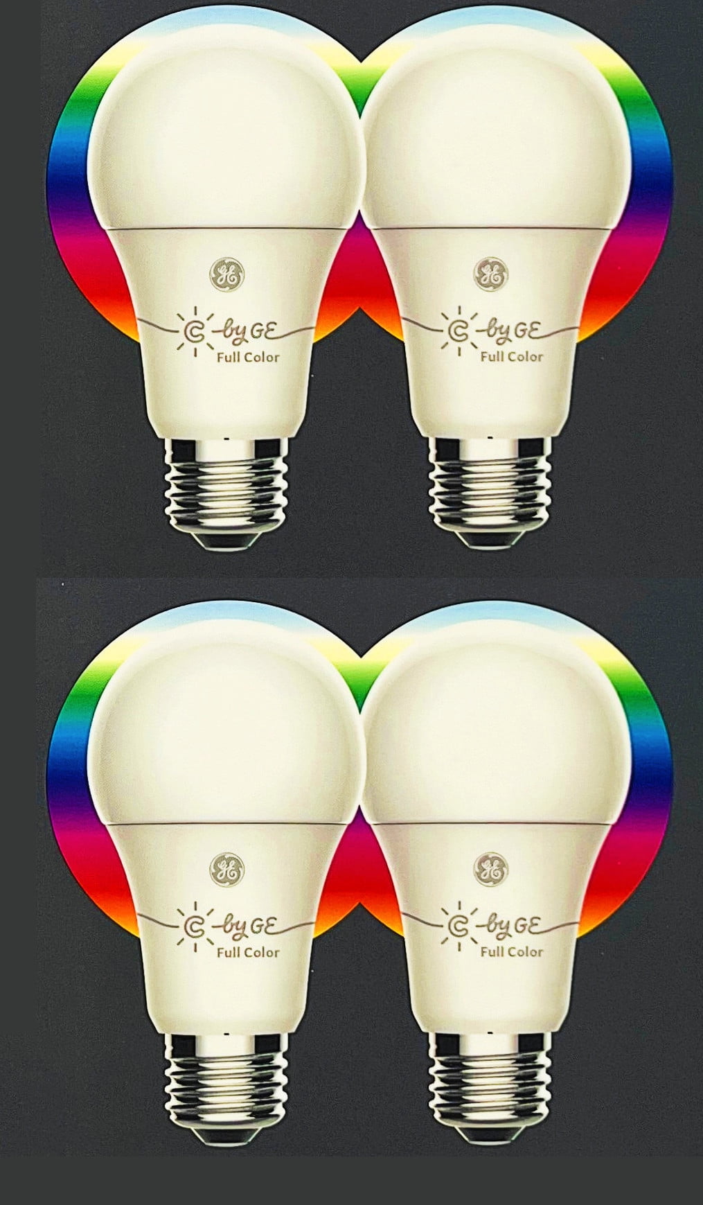 (4 bulbs) GE CYNC Smart LED Light Bulbs, Color Changing, Bluetooth Enabled, Christmas Lights and Holiday Décor, Works with Alexa and Google