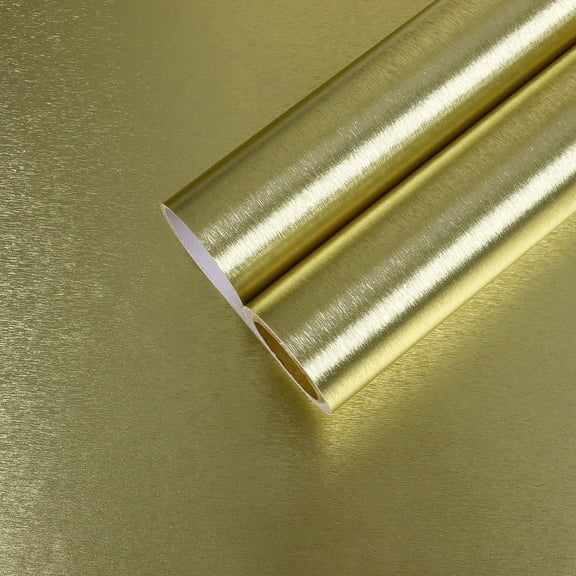 CHIHUT Light Gold Self Adhesive Contact Paper for Kitchen Peel and Stick Brushed Metallic Wallpaper for Countertops Waterproof Wall Paper Heat Resistant Vinyl Roll for Backsplash Cabinets 12"x100"